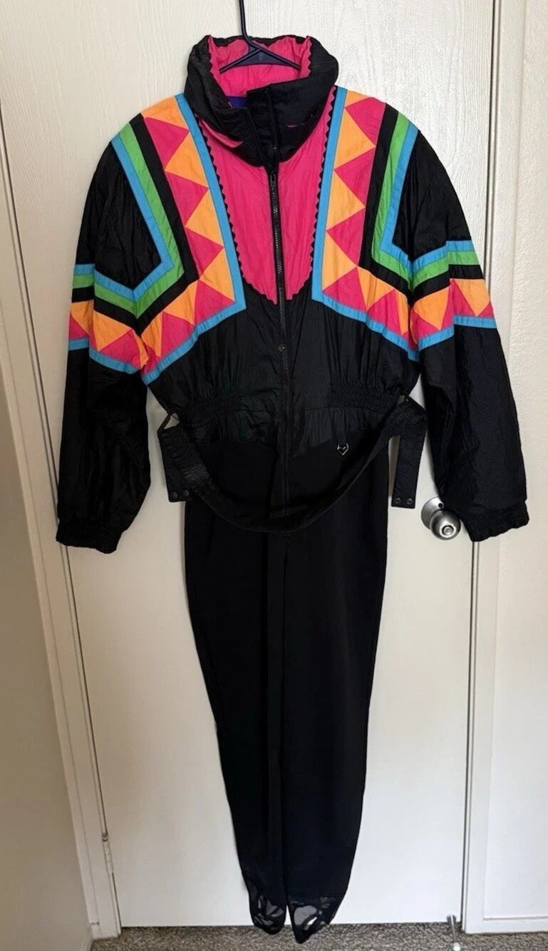 Retro Obermeyer Ski Suit Ladies Size 14 Colorful 80’s Look